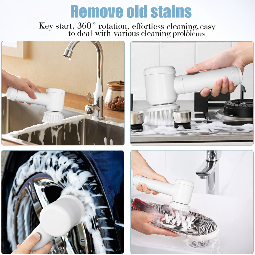 Nivora PowerScrub — Electric Cleaning Brush with 3 Brush Heads